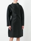 funnel neck belted coat