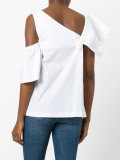 asymmetric sleeves ruffled blouse