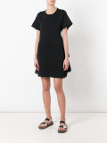 sheer panel ruffle dress 