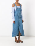 denim pinafore midi dress