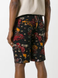 cowboy print drawstring shorts