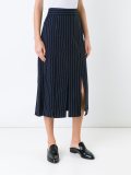 细条纹开衩半身裙