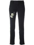 'look' patch slim-fit trousers