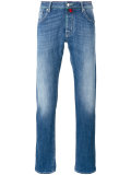 stonewashed slim-fit jeans