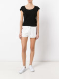 drawstring stripe panel shorts