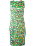 Transport print fitted dress
