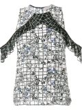 grid and floral print top