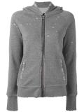 distressed zipped hoodie