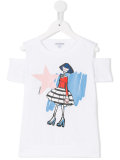 printed cold shoulder T-shirt