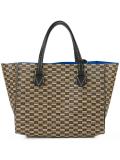 double handles checked tote