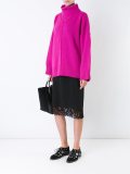 raw edge turtleneck pullover