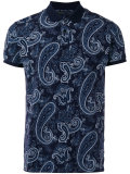 paisley print, short sleeve polo shirt
