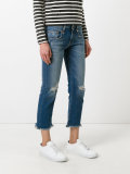 shredded trim cropped jeans 