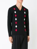 diamond print v neck jumper