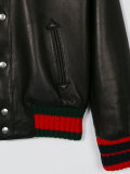contrast stripe leather jacket 