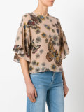 butterfly and floral print top