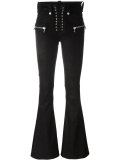 zip pocket flared trousers