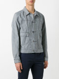 logo embroidered striped jacket