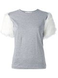 fur sleeve T-shirt 