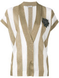 short sleeve stripe cardigan