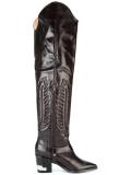 embossed thigh high boots
