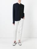 colour block asymmetric hem blouse