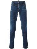 Slim stitch distressed jeans