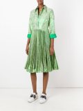 pleated melange shirt dress