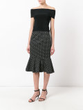 polka-dot frill hem pencil skirt