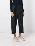 pinstriped tapered trousers