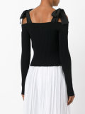 lace-up straps knitted blouse