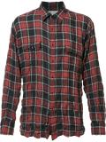 crinkle-effect checked shirt