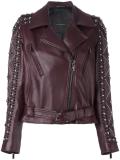 studded sleeve biker jacket