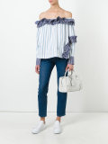 ruffled trim striped blouse 