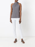 halter neck top with tie detail