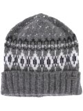 intarsia check beanie