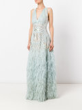 feather effect sheer gown