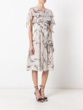 leaf print midi dress