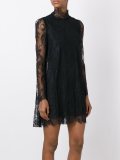 lace overlay pleated back dress