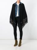 fringed knit poncho
