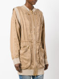 collarless bomber style coat