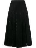 Crystal Embellished Pleated Virgin Wool Skirt