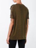 lace-up sleeves T-shirt 
