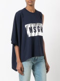 metallic logo asymmetric T-shirt