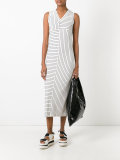 striped fitted midi dress
