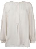 pleated shoulder peasant blouse