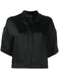 cropped neck-tie blouse 
