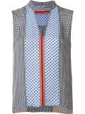multi-pattern sleeveless blouse