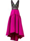 floral embroidered pleated dress