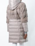 mink fur panel puffer coat  